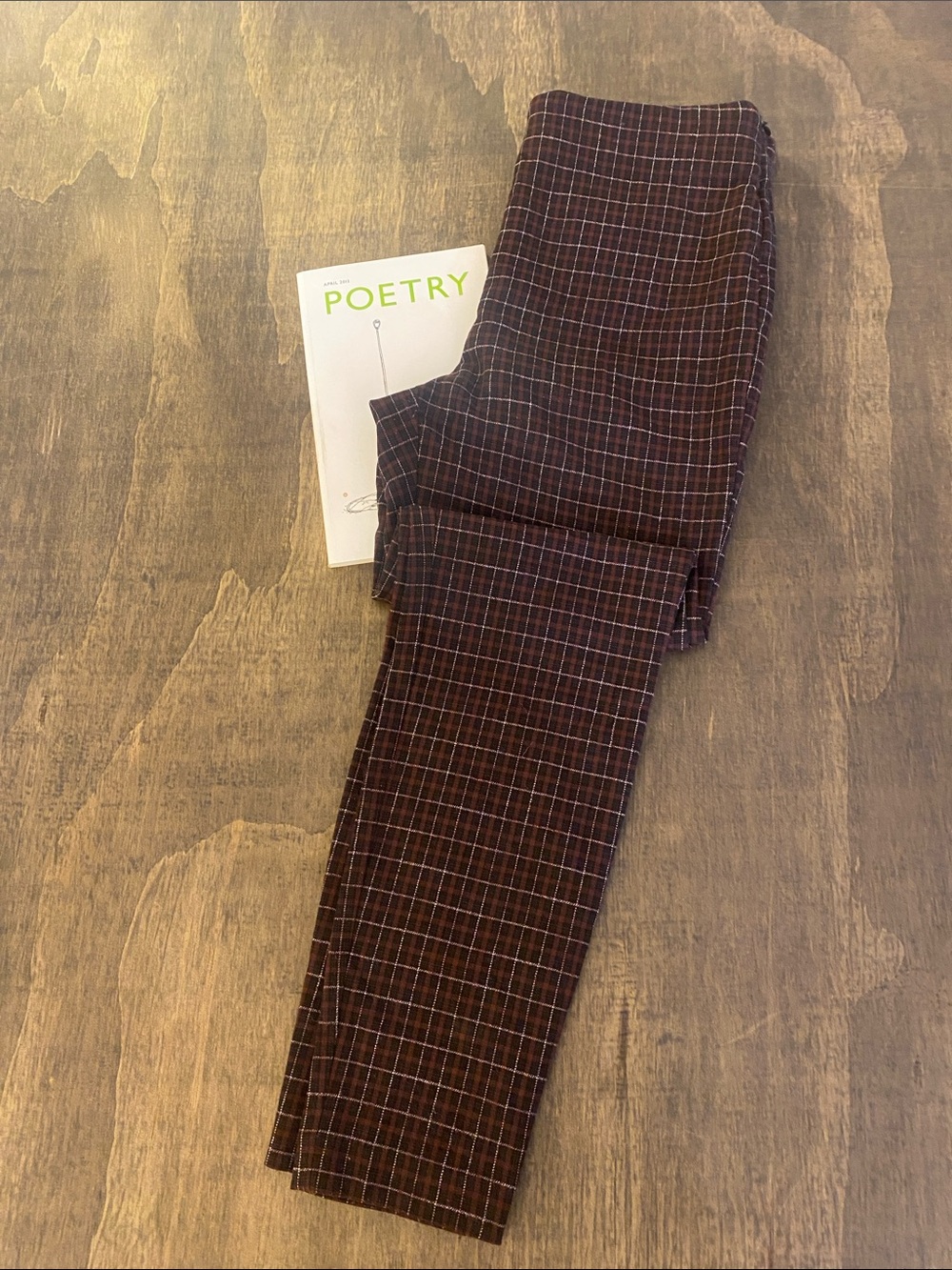 LOFT Women's Burgundy Plaid Skinny Pants